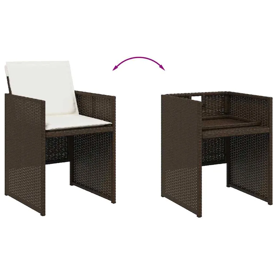 Chaises de jardin avec coussins lot de 4 marron résine tressée - 8