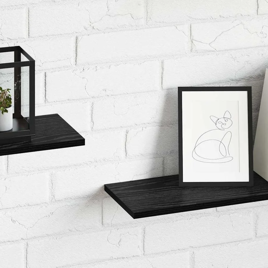 Étagère à livres 4 pcs Noir 80 x 20 x 1,5 cm Bois d'ingénierie - 4