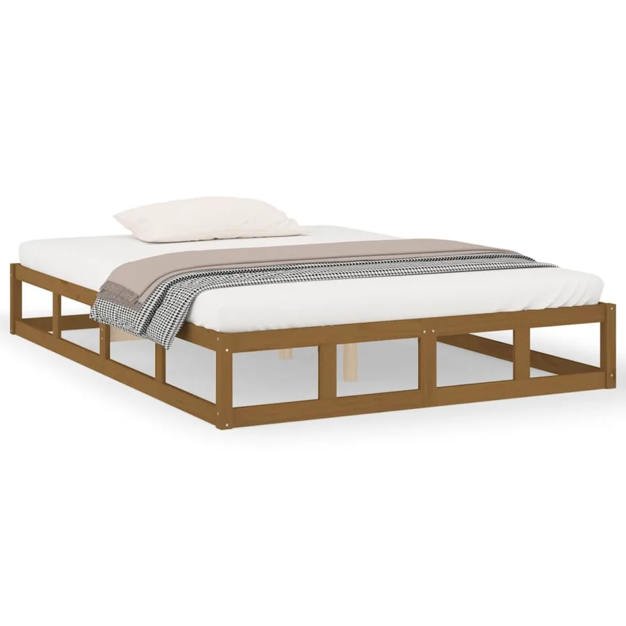 Cadre de lit sans matelas marron miel 120x190 cm bois massif - 2