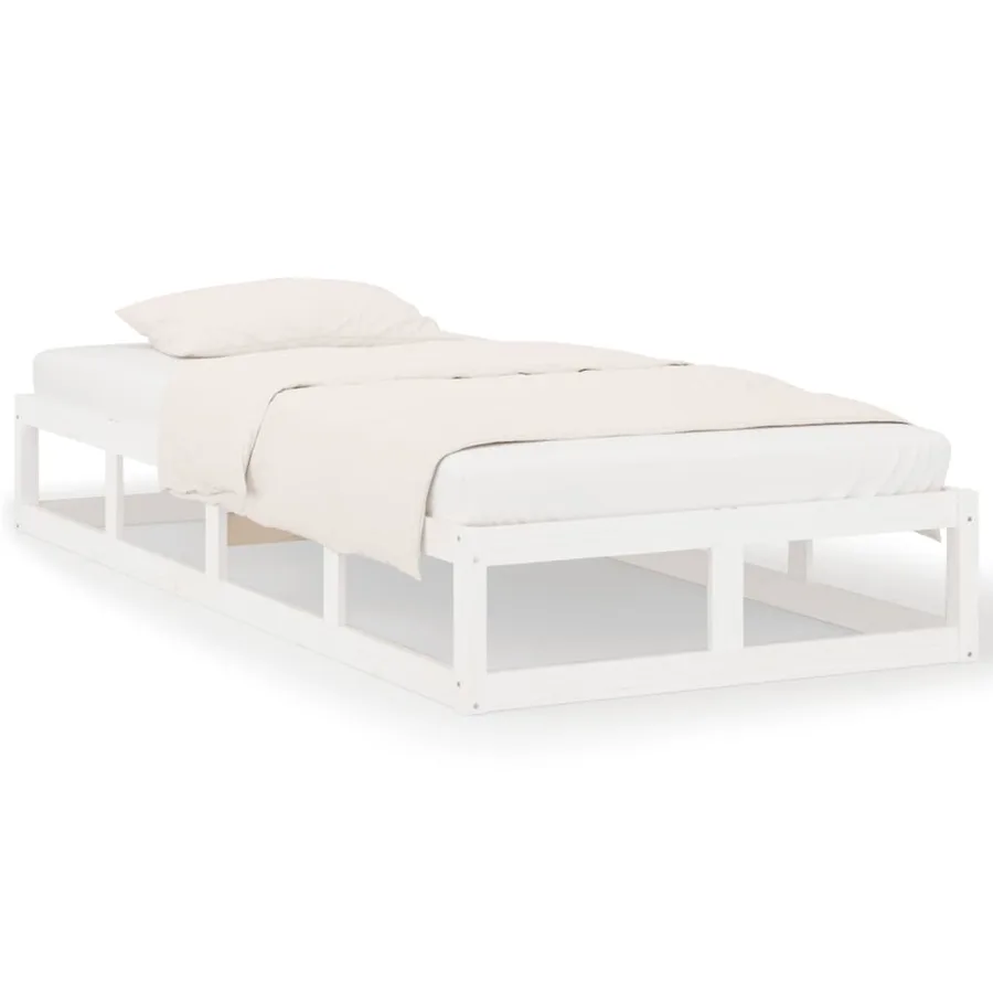 Cadre de lit sans matelas blanc 75x190 cm bois massif - 2