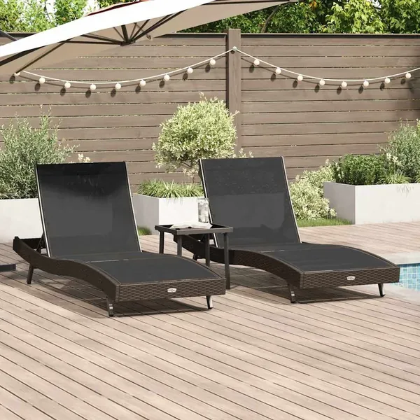 Transat 3 pcs Marron 197 x 70 x 82 cm polyrotin