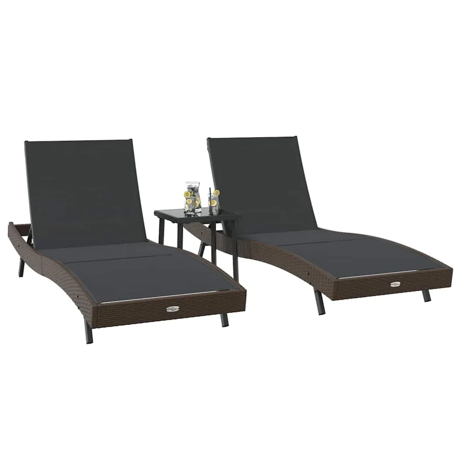 Transat 3 pcs Marron 197 x 70 x 82 cm polyrotin - 3