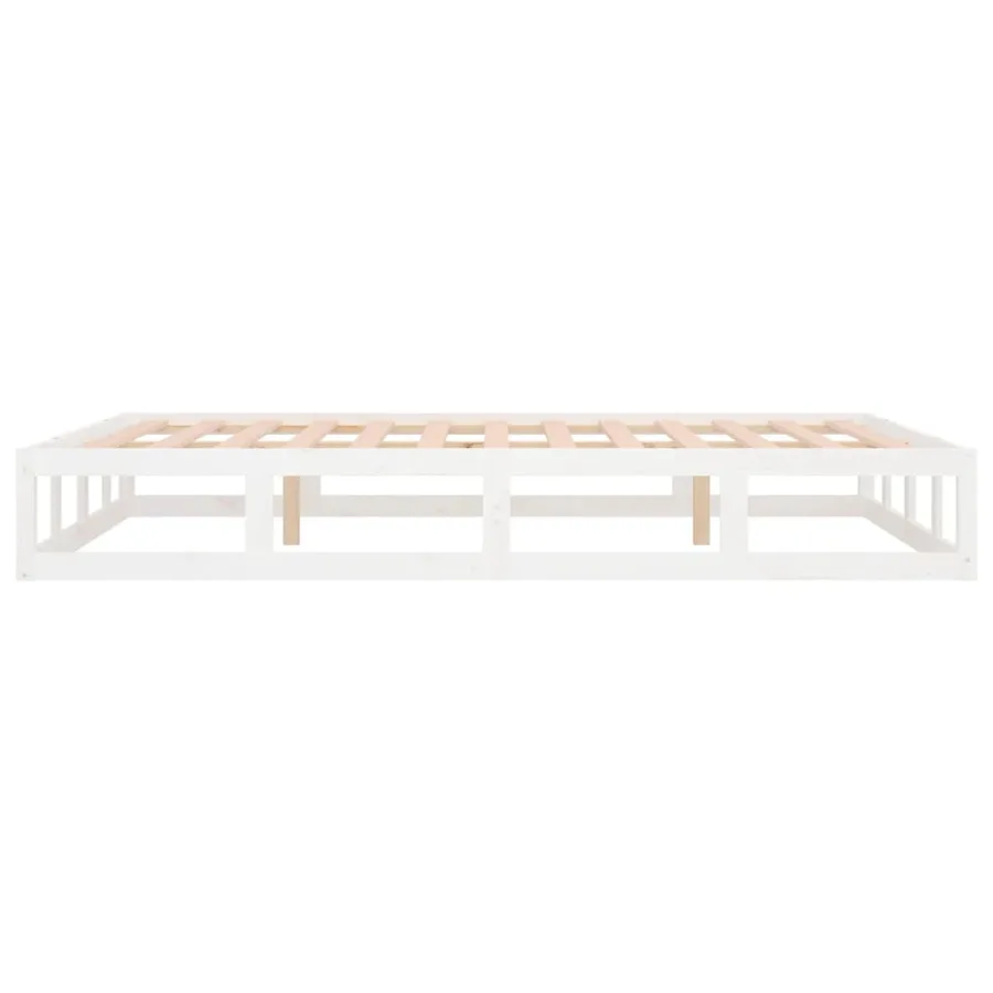 Cadre de lit sans matelas blanc 200x200 cm bois massif - 6