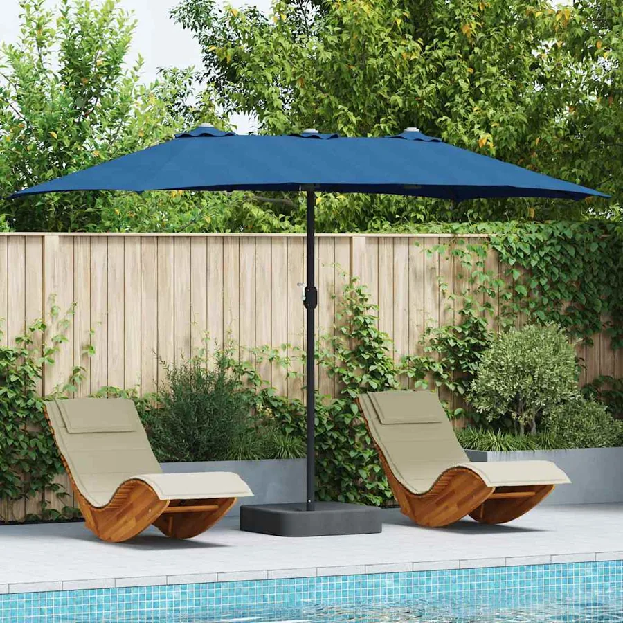Parasol de jardin 385 x 209 x 244 cm Polyester et Acier Azur