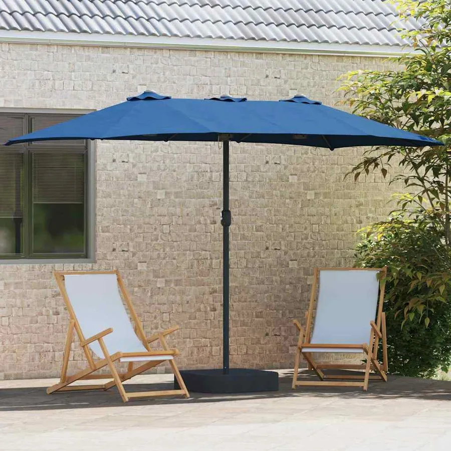 Parasol de jardin 385 x 209 x 244 cm Polyester et Acier Azur - 3