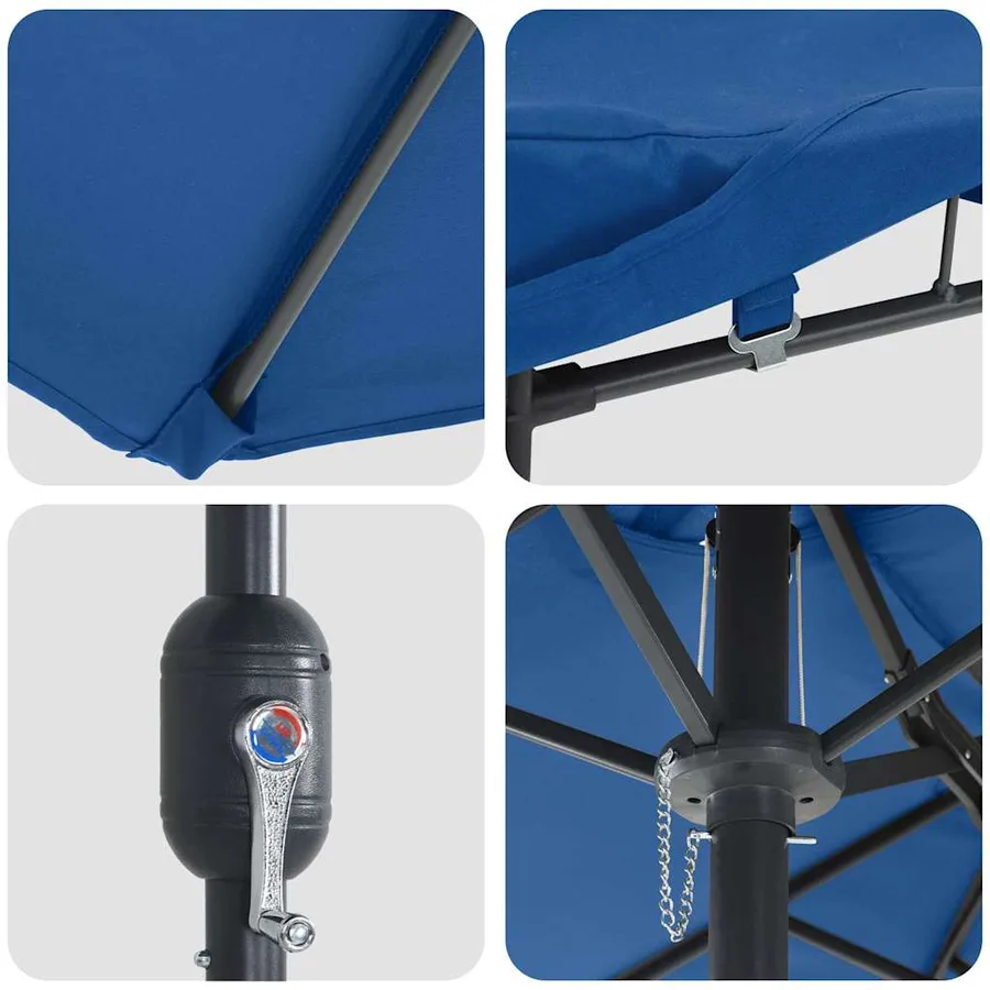 Parasol de jardin 385 x 209 x 244 cm Polyester et Acier Azur - 7