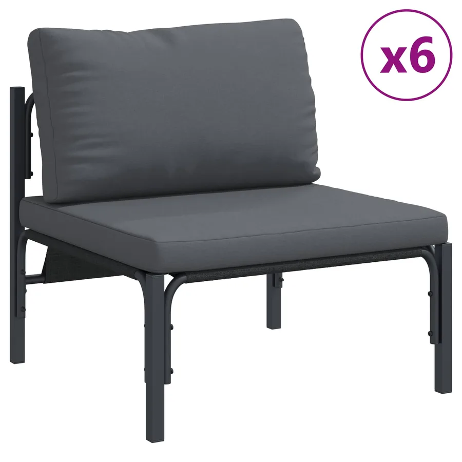Ensemble de canapé de jardin avec coussin 10 pcs Noir Acier - 4