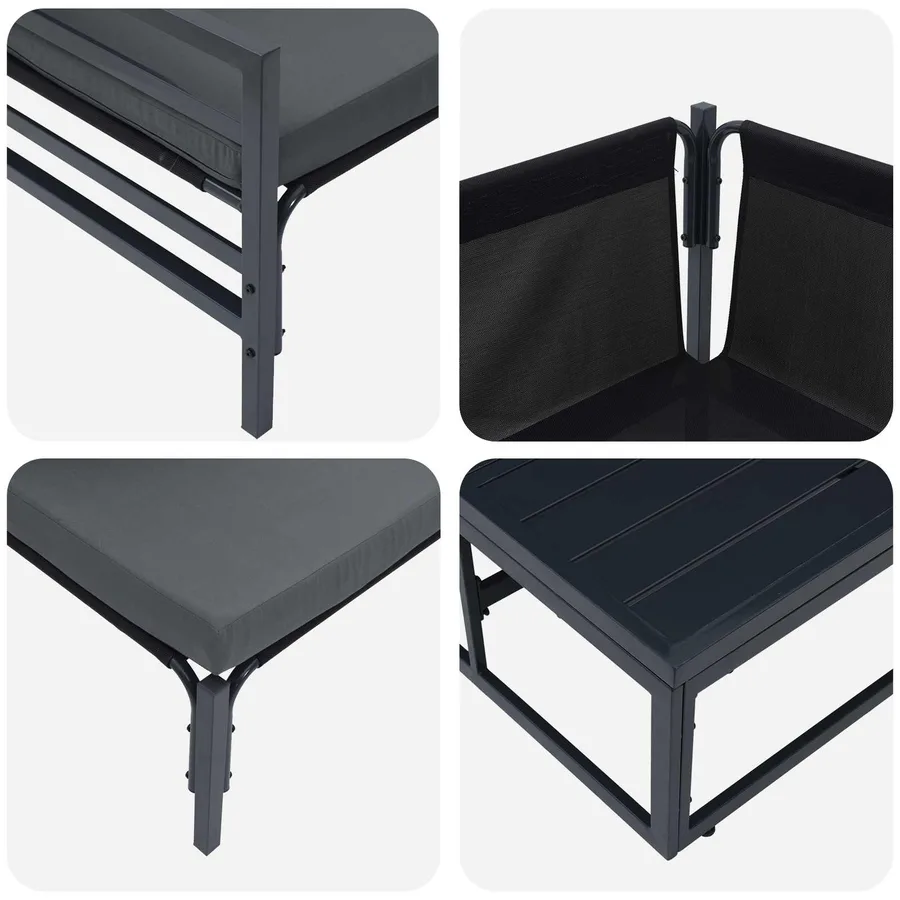 Ensemble de canapé de jardin avec coussin 10 pcs Noir Acier - 8