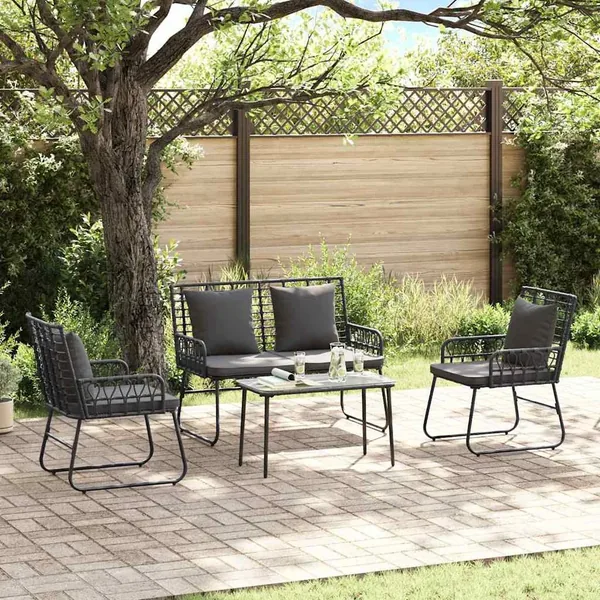 Ensemble de salle à manger pour jardin 3 pcs Noir et anthracite