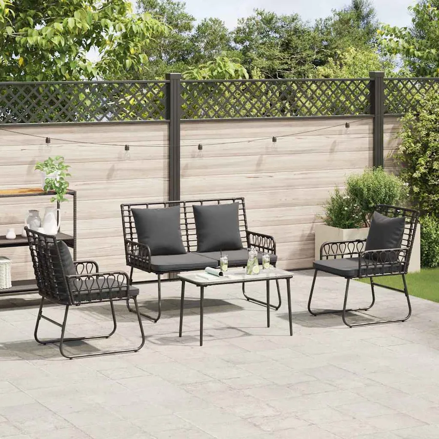 Ensemble de salle à manger pour jardin 3 pcs Noir et anthracite - 3