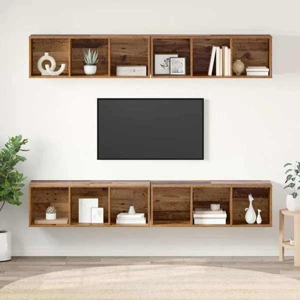 Ensemble meuble TV 4 pcs Bois Ancien 37 x 37 x 107 cm