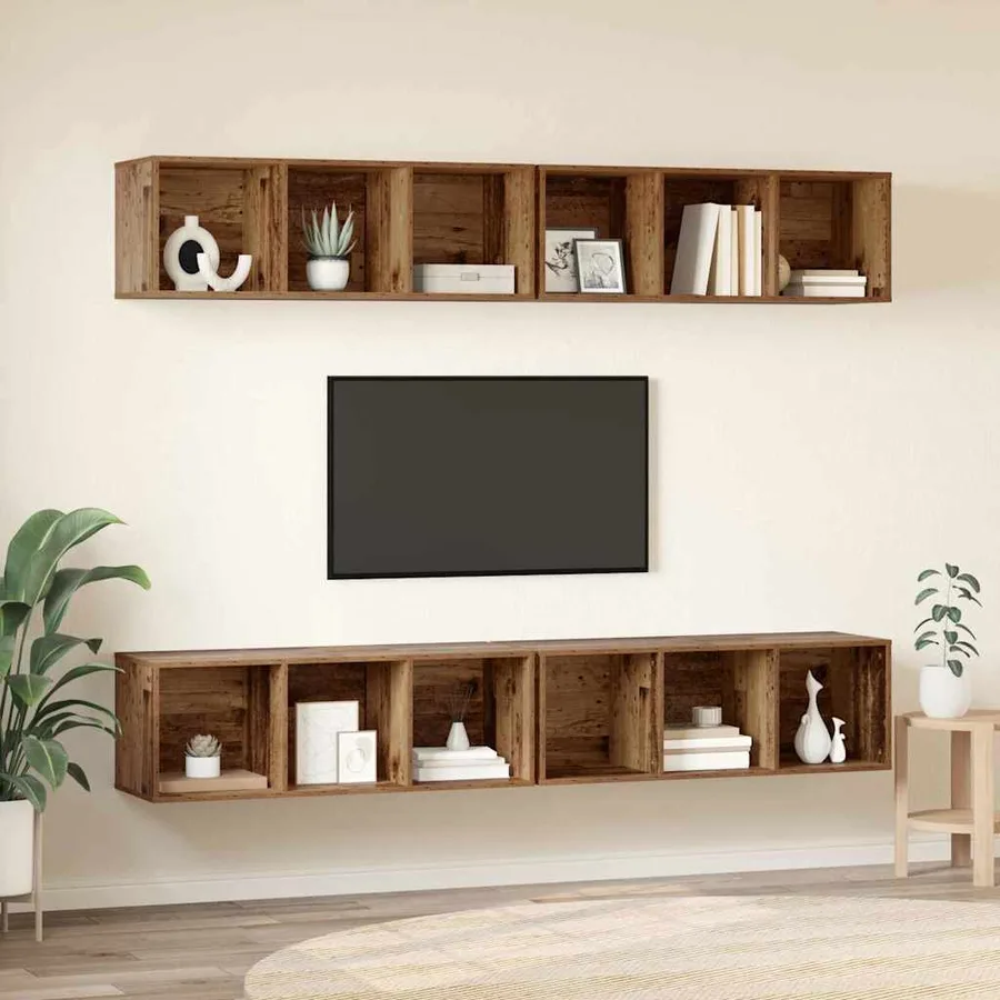 Ensemble meuble TV 4 pcs Bois Ancien 37 x 37 x 107 cm - 4