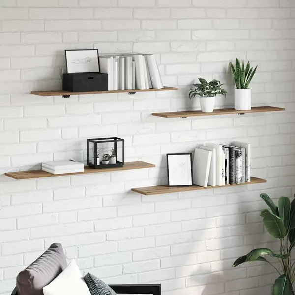 Étagère à livres 3 niveaux 4 pcs 100 x 20 x 1,5 cm Marron