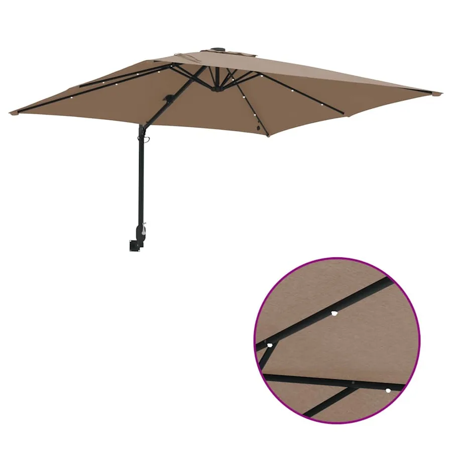 Parasol de jardin Taupe 248,5 x 247,5 x 160 cm - 8