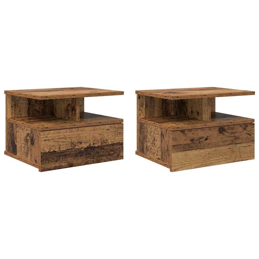 Table de nuit flottante 2 pcs Bois ancien 40 x 31 x 28 cm - 2