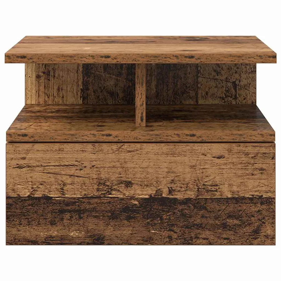 Table de nuit flottante 2 pcs Bois ancien 40 x 31 x 28 cm - 6
