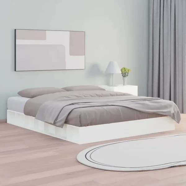 Cadre de lit sans matelas blanc 120x200 cm bois massif