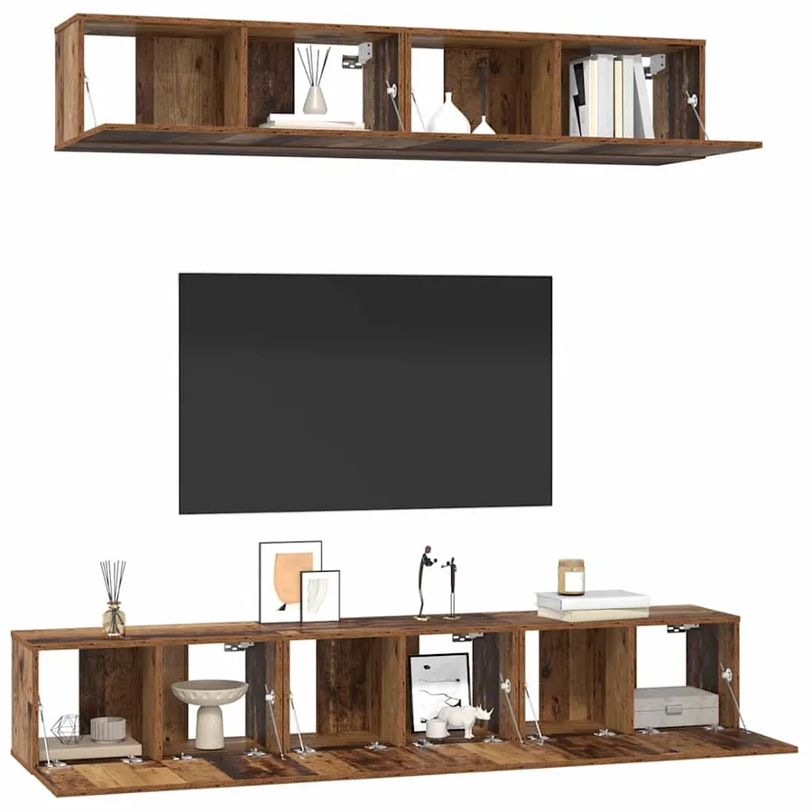 Ensemble meuble TV 5 pcs Bois Ancien Bois d'ingénierie - 3