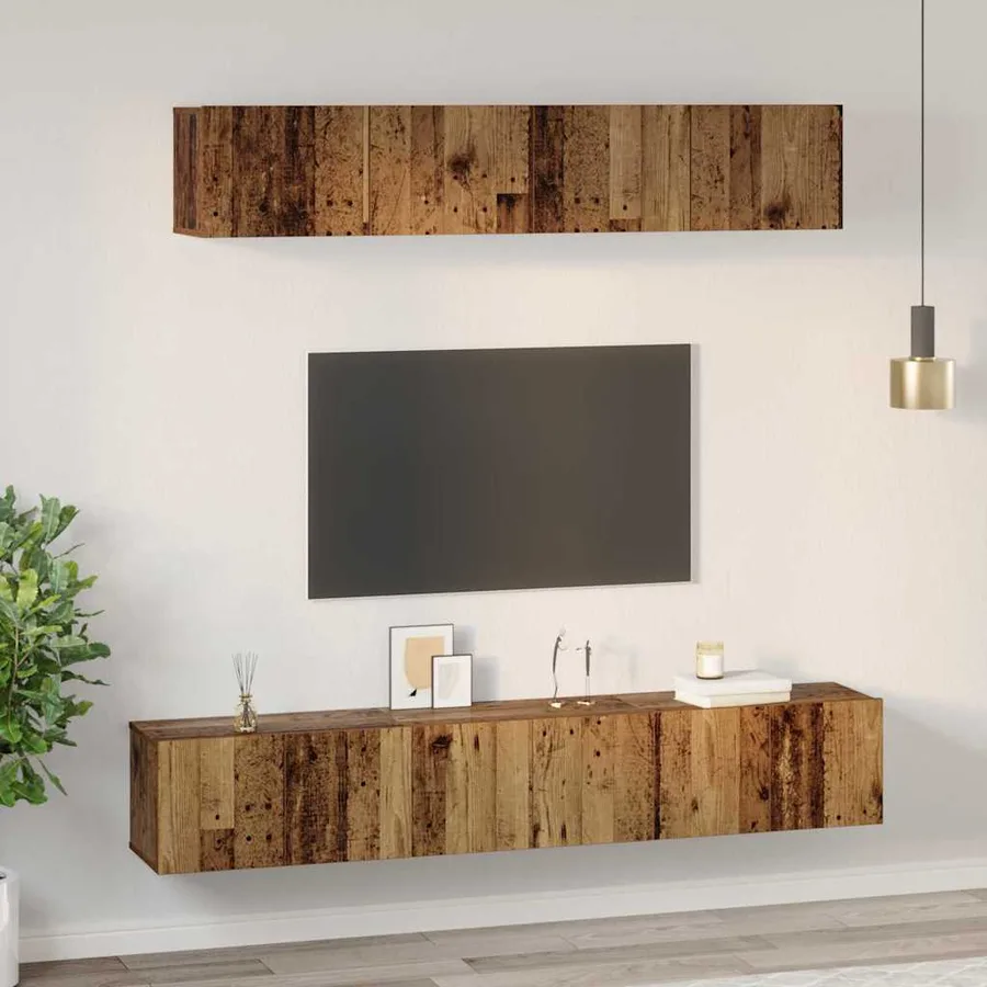 Ensemble meuble TV 5 pcs Bois Ancien Bois d'ingénierie - 4