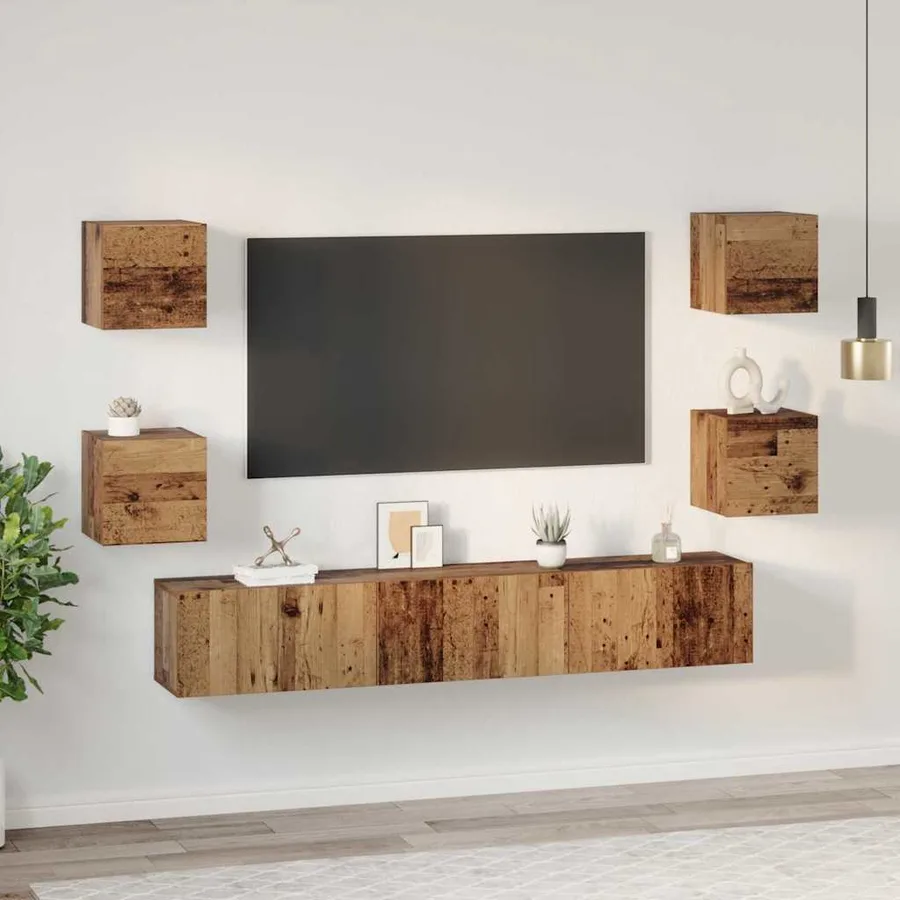 Ensemble meuble TV 7 pcs Bois Ancien Bois d'ingénierie - 4