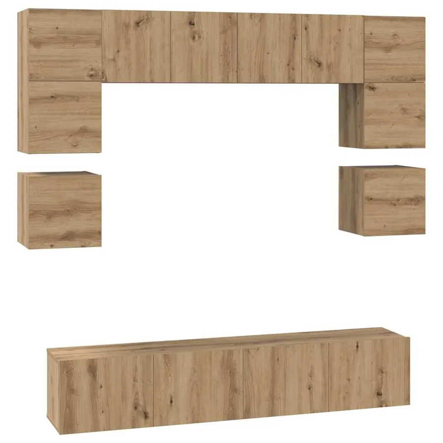 Ensemble meuble TV 8 pcs Chêne artisanal Bois d'ingénierie - 2