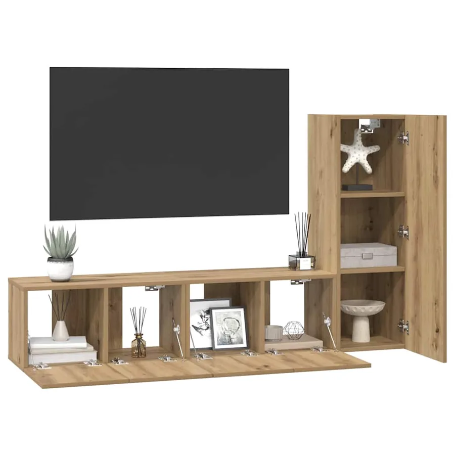 Ensemble meuble TV 3 pcs Chêne artisanal Bois d'ingénierie - 3