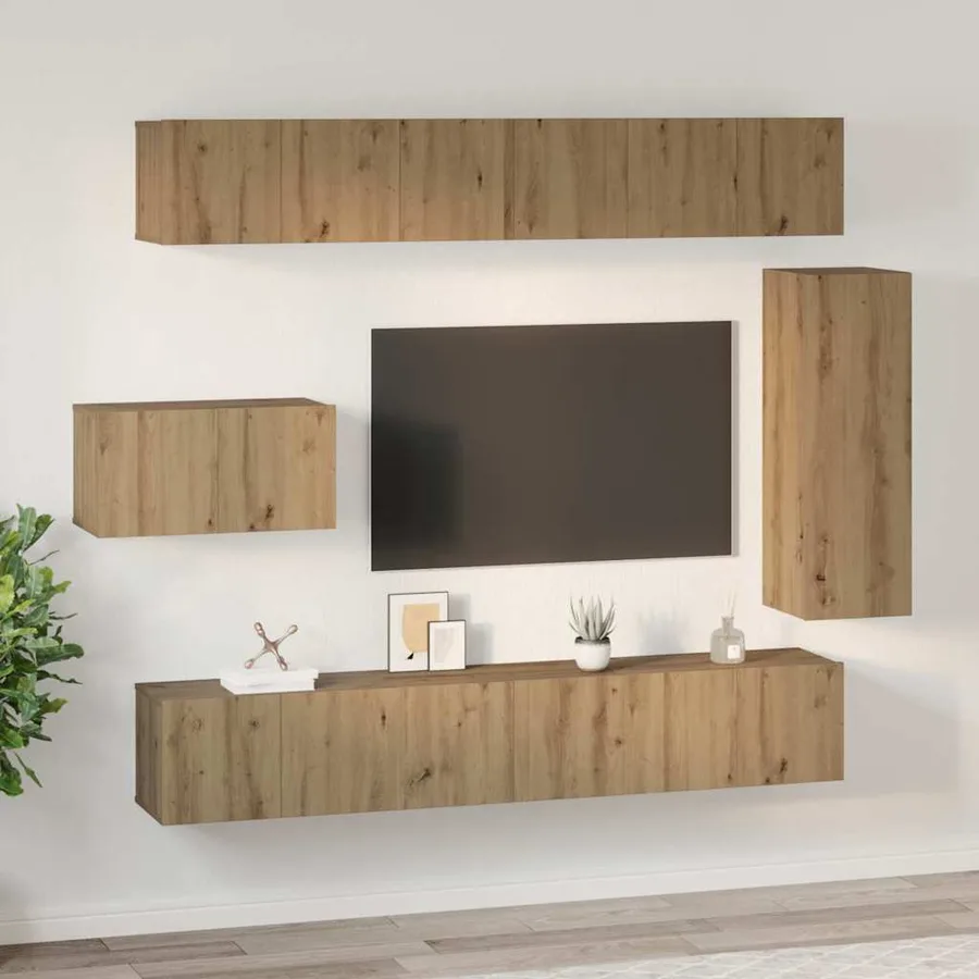 Ensemble meuble TV 8 pcs Chêne artisanal Bois d'ingénierie - 4