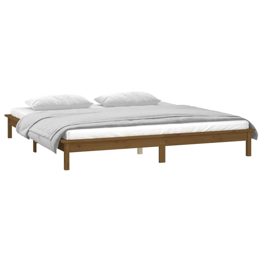 Cadre de lit à LED sans matelas 140x190 cm bois massif - 5