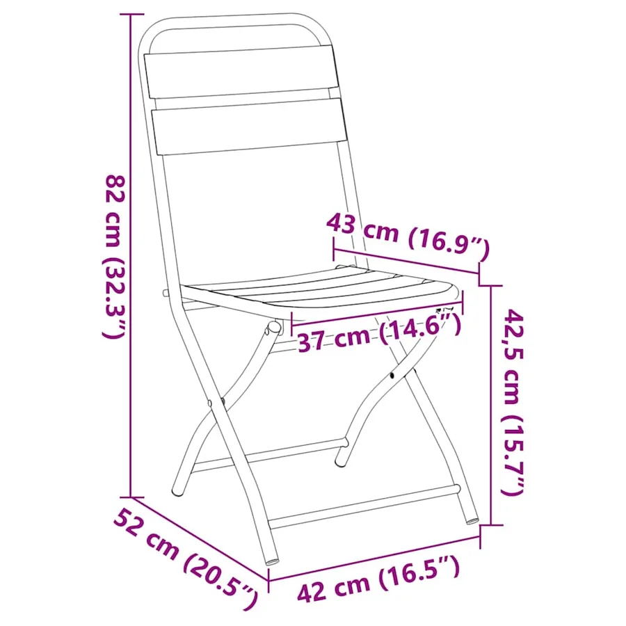 Chaise de jardin pliante 2 pcs Anthracite 42 x 52 x 82 cm - 13