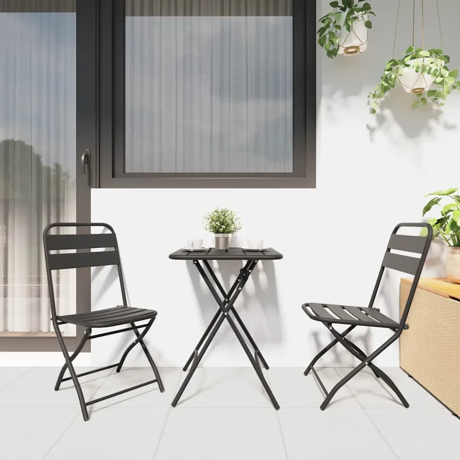 Chaise de jardin pliante 2 pcs Anthracite 42 x 52 x 82 cm - 3