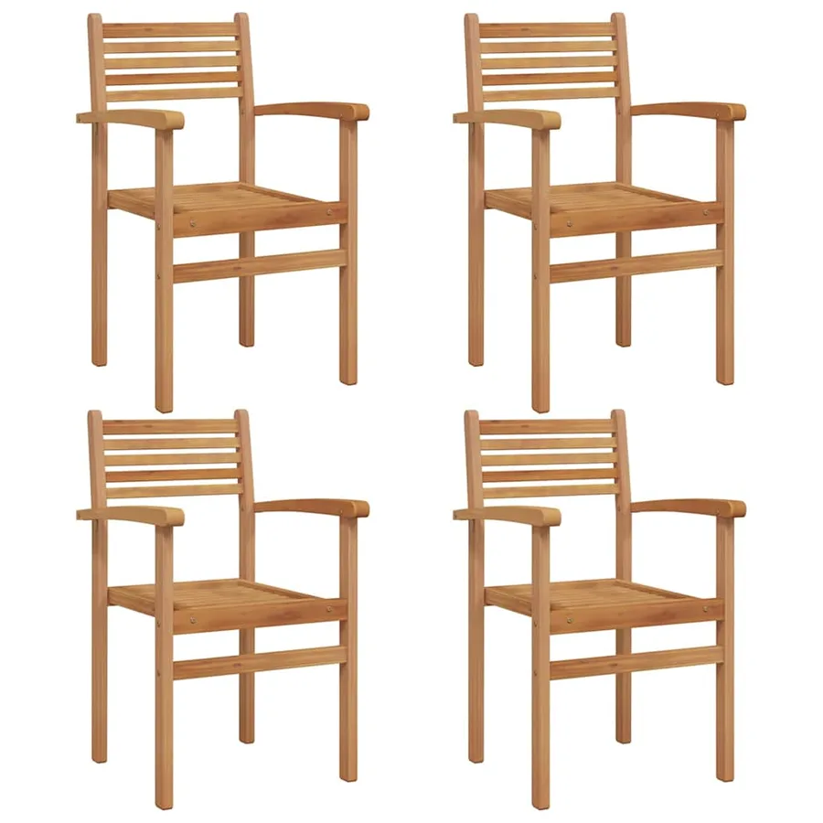 Chaise 4 pcs Marron 56 x 55 x 90,5 cm Bois de teck massif - 2