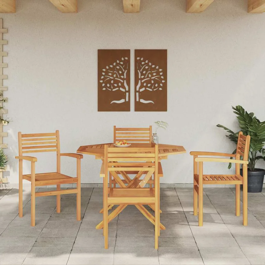 Chaise 4 pcs Marron 56 x 55 x 90,5 cm Bois de teck massif - 3