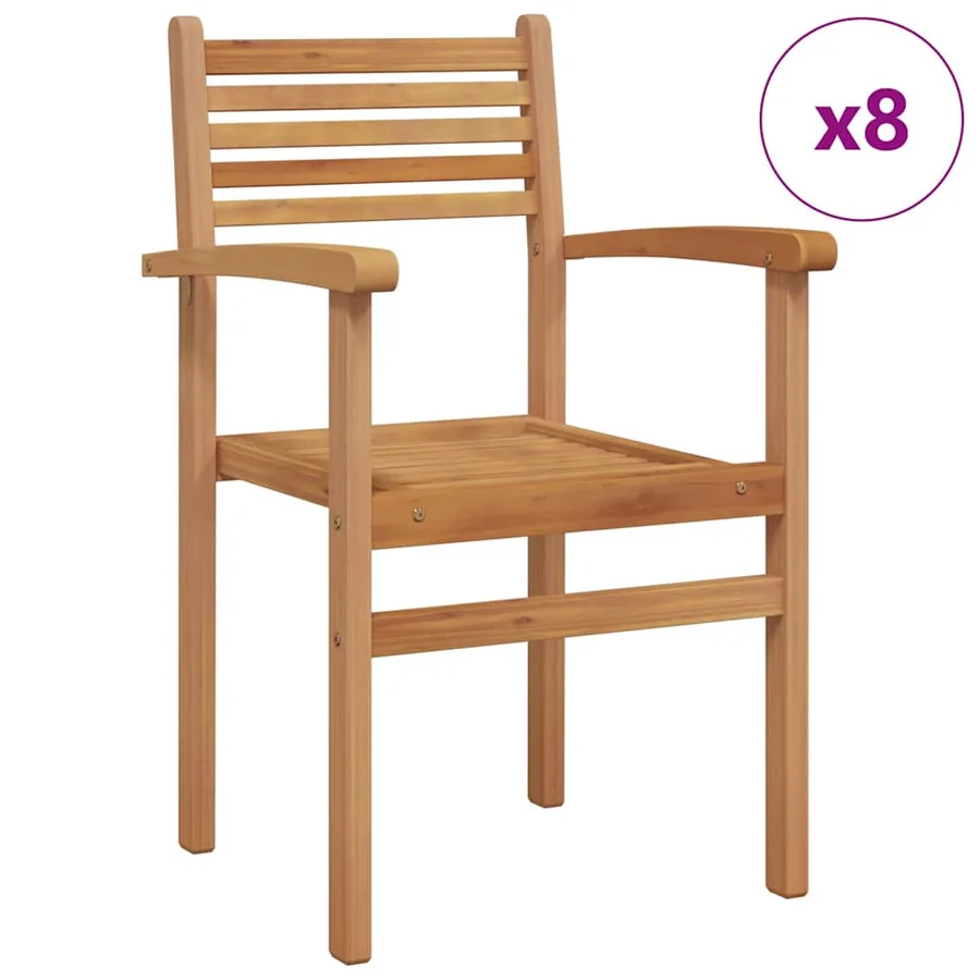 Chaise 8 pcs Marron 56 x 55 x 90,5 cm Bois de teck massif - 3