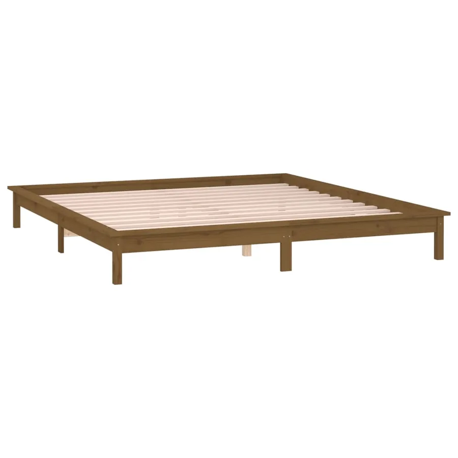 Cadre de lit à LED sans matelas 140x200 cm bois massif - 6