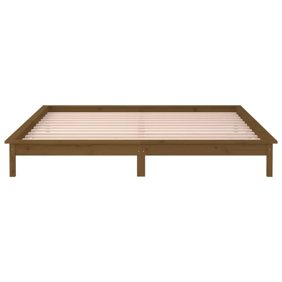 Cadre de lit à LED sans matelas 140x200 cm bois massif - 7