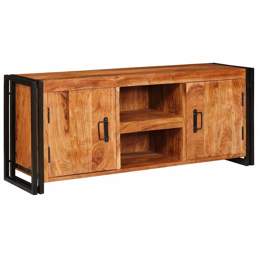 Meuble TV Marron 120 x 33 x 50 cm Bois d'acacia massif - 3