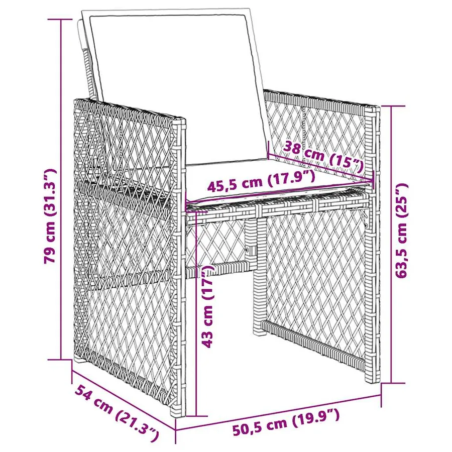 Chaises de jardin lot de 4 avec coussins noir résine tressée - 11