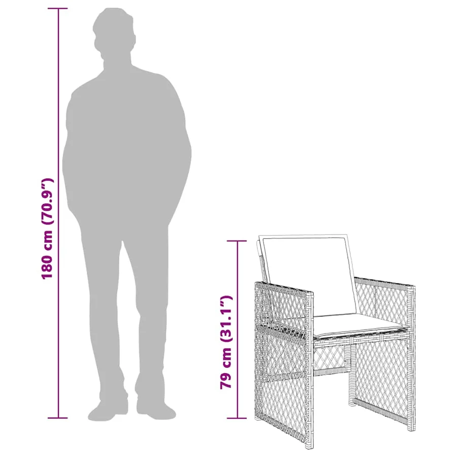Chaises de jardin lot de 4 avec coussins noir résine tressée - 12