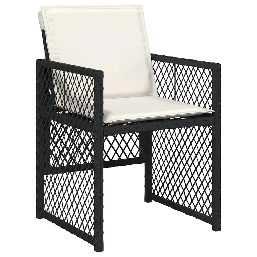 Chaises de jardin lot de 4 avec coussins noir résine tressée - 4