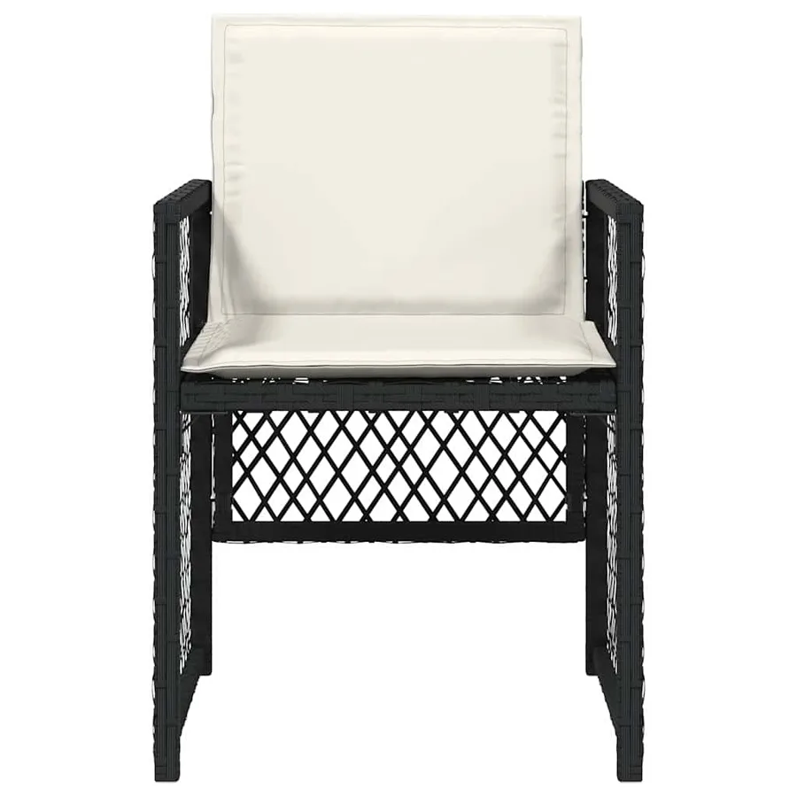 Chaises de jardin lot de 4 avec coussins noir résine tressée - 5