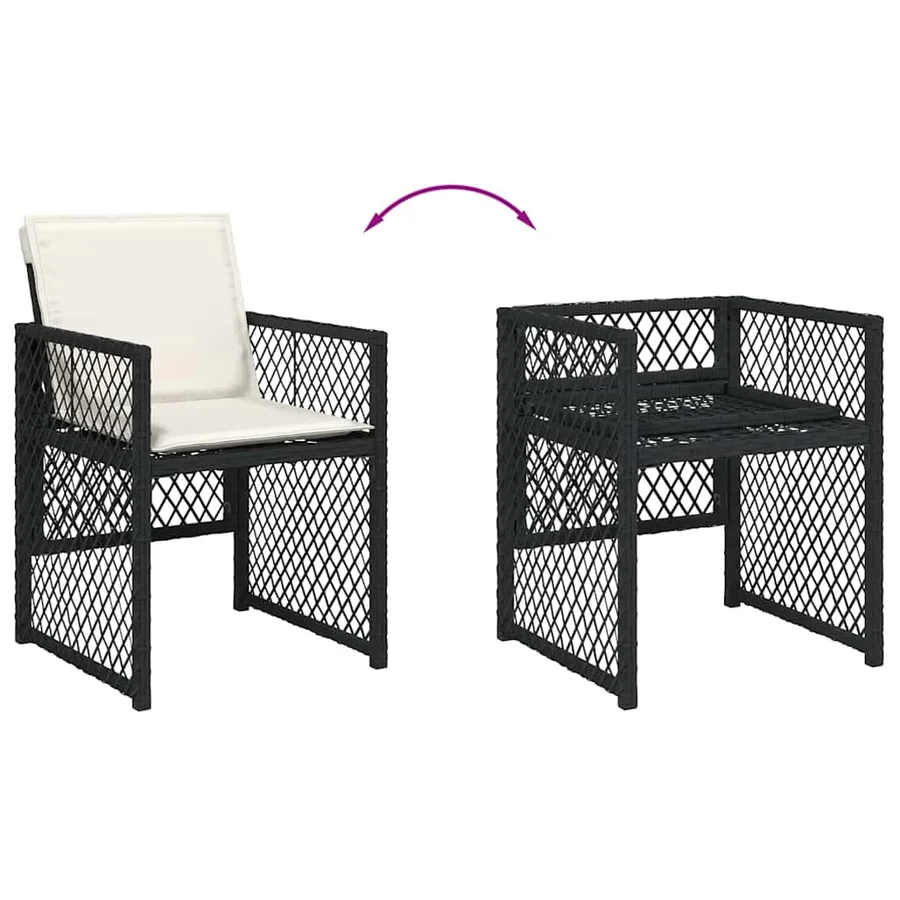 Chaises de jardin lot de 4 avec coussins noir résine tressée - 8