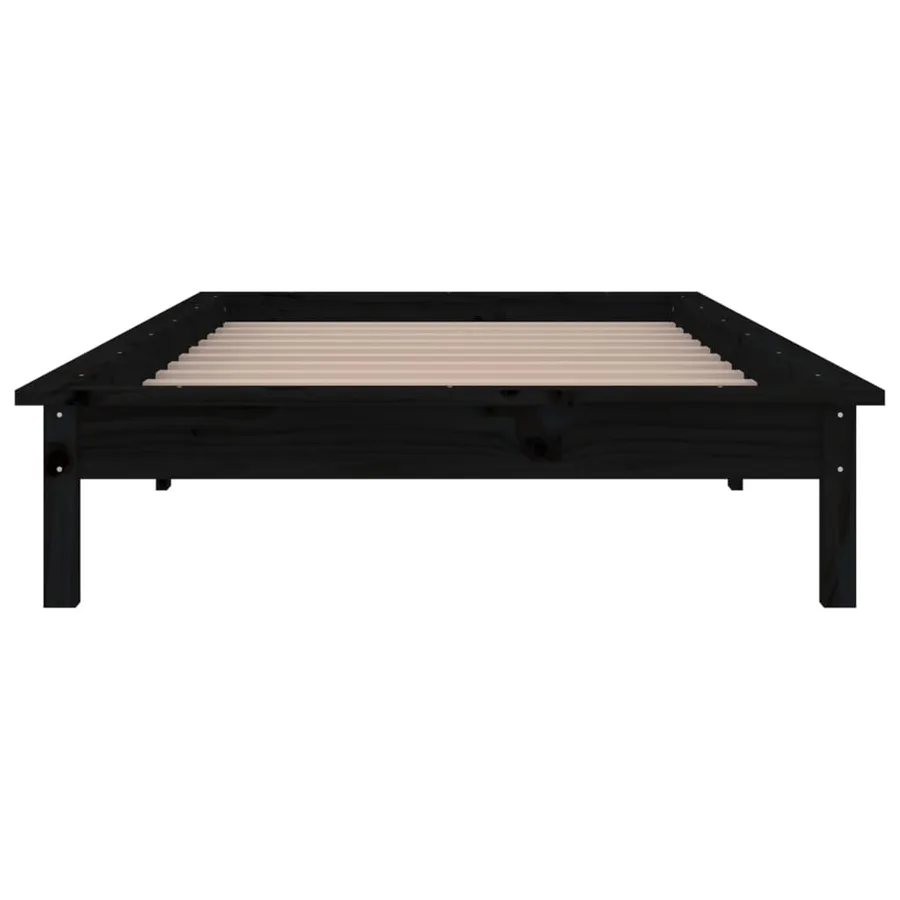 Cadre de lit à LED sans matelas noir 100x200 cm bois massif - 7