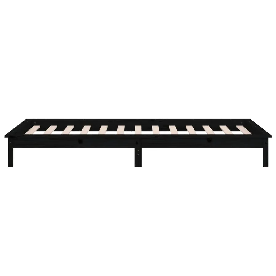 Cadre de lit à LED sans matelas noir 100x200 cm bois massif - 8