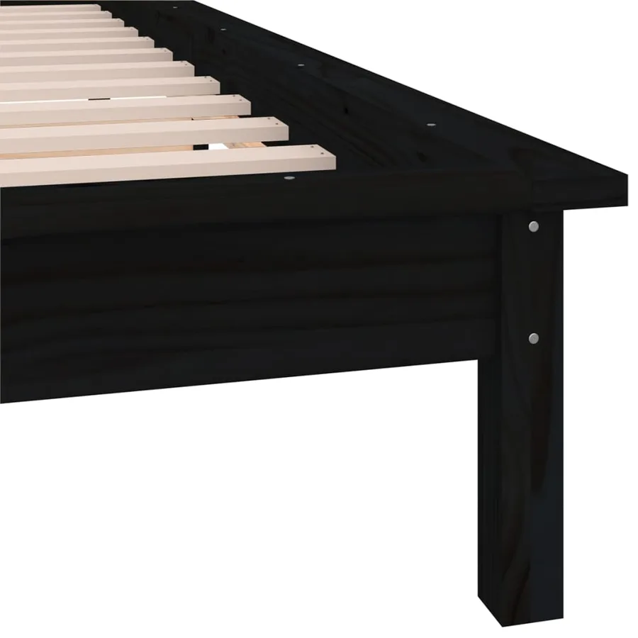 Cadre de lit à LED sans matelas noir 100x200 cm bois massif - 9