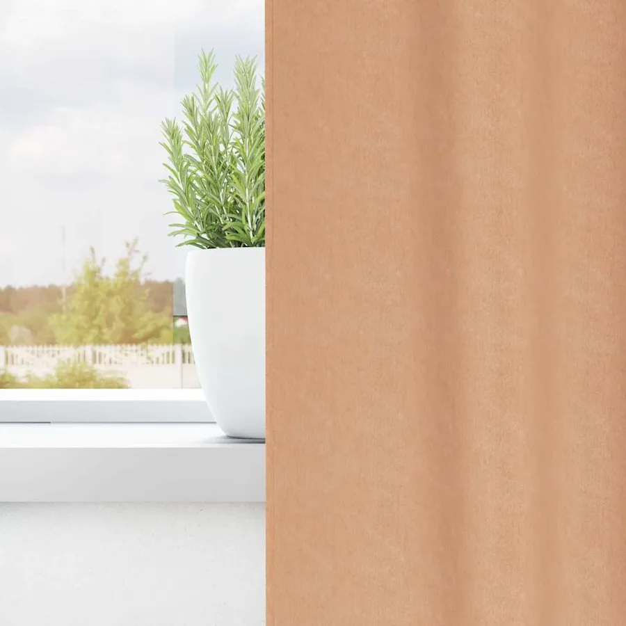 Rideaux occultants avec anneaux 2 pcs Marron Clair 225 x 140 cm - 3