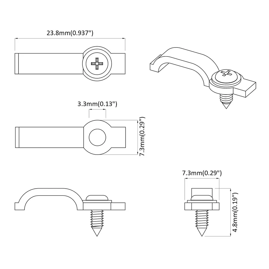 Clips de bande LED 23,8 mm 2 pcs Transparent Plastique et fer - 6