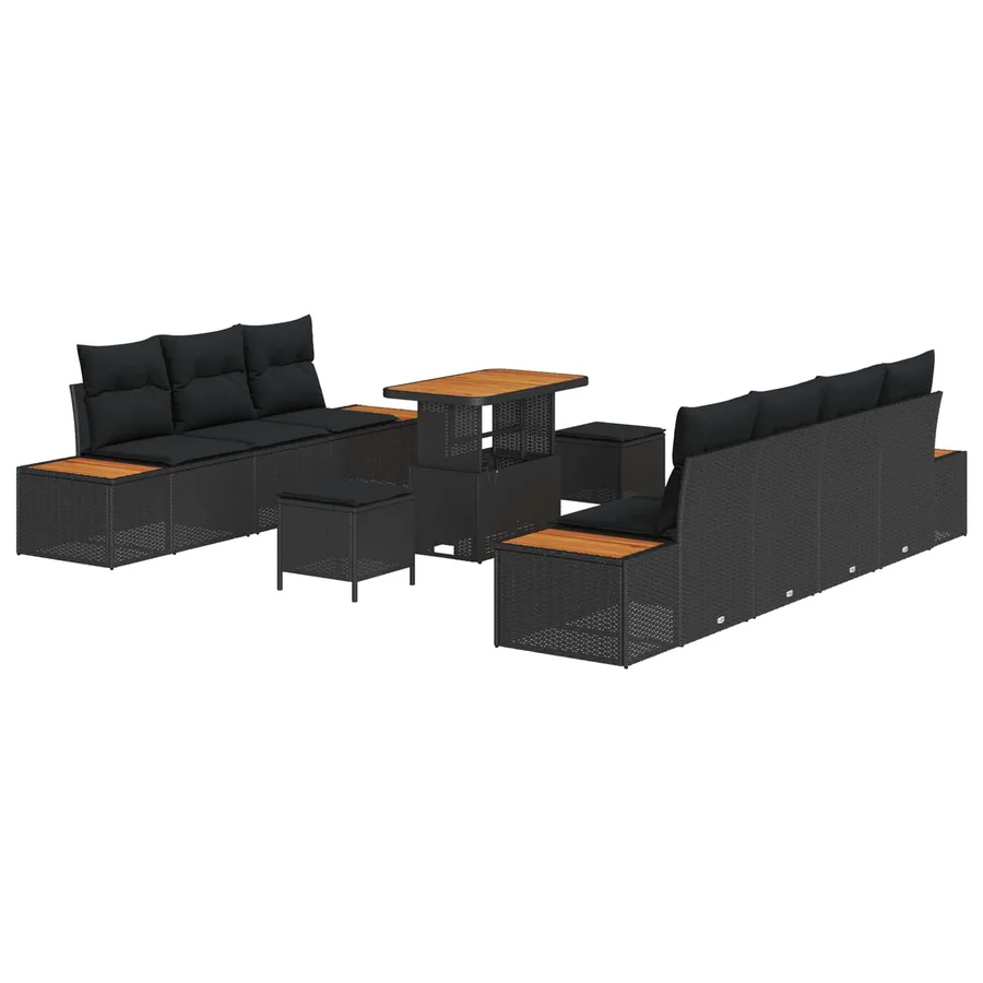 Ensemble de canapé de jardin avec coussin 10 pcs Noir - 2