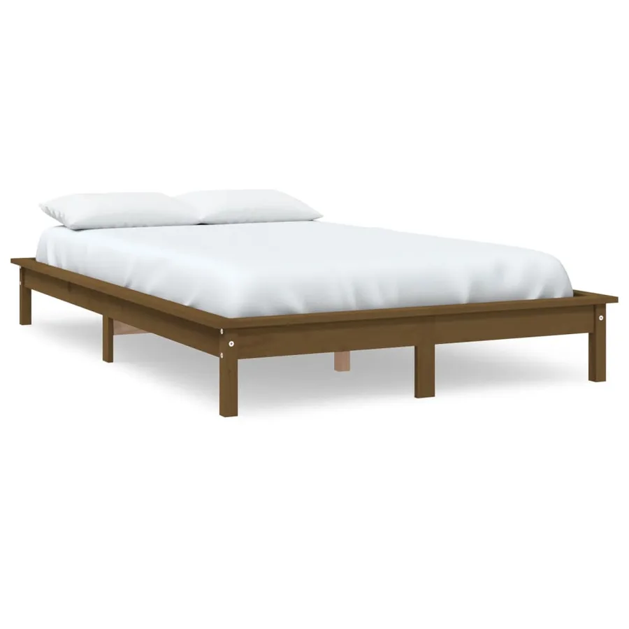 Cadre de lit sans matelas marron miel 140x200 cm bois massif - 2