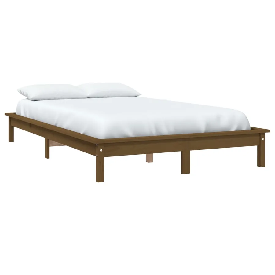 Cadre de lit sans matelas marron miel 140x200 cm bois massif - 3