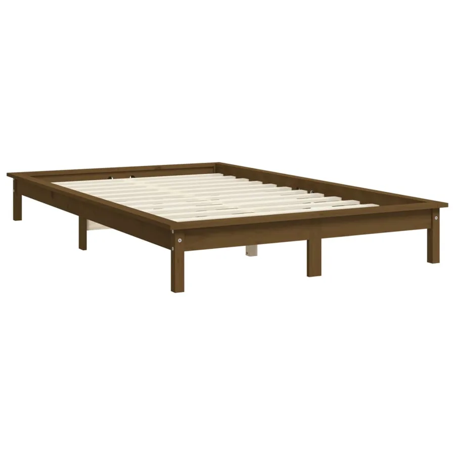 Cadre de lit sans matelas marron miel 140x200 cm bois massif - 4